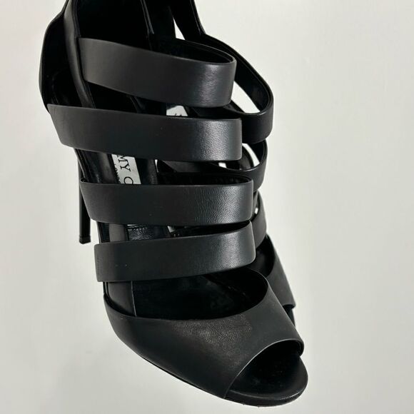 Jimmy Choo Duran Strappy Caged Bootie in Black Leather - Picture 8 of 16